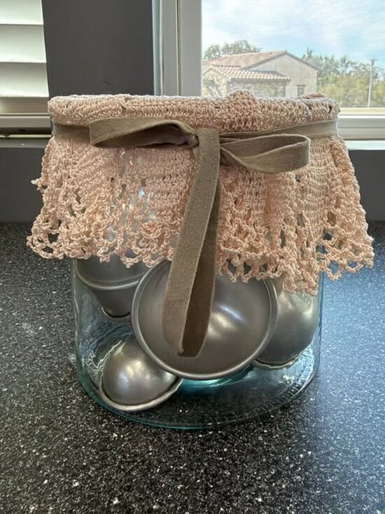 Baker’s Kitchen Other - Baker’s Kitchen Decor Jar with Mini Baking Tins & Crochet Cover – Gift Set